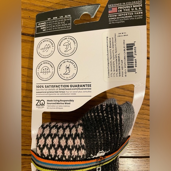 NWT Smartwool Everyday women’s merino socks, size large,crew height, pink nectar - Picture 3 of 6